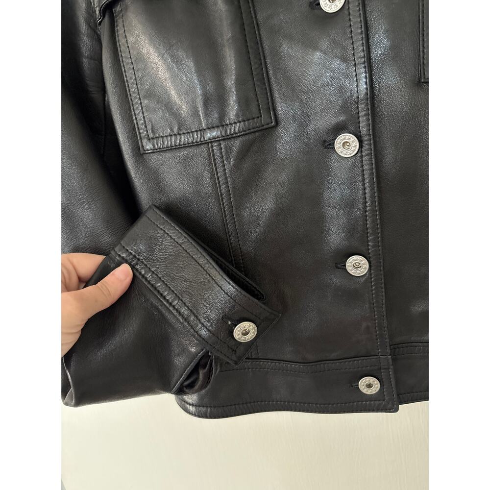 Vintage 90s Pellessimo France Black Lambskin Leather Jacket Size 2 (Small) - Picture 3 of 9